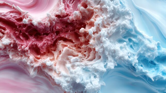 An engaging abstract representation of swirling red and blue colors, evoking thoughts of passion, calmness, and the emotional interplay of contrasting elements.