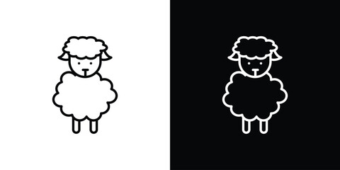 Sheep icon in black and white linear versions