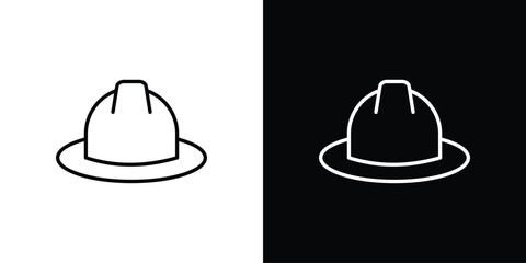 Safety helmet icon in black and white linear versions
