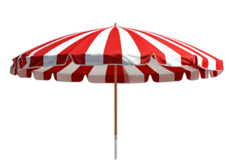 Red and white striped beach umbrella isolated on a transparent background 2