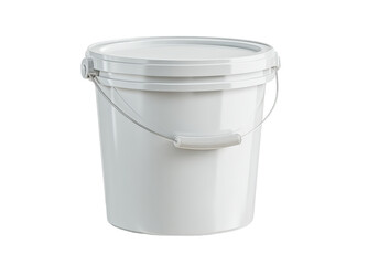 White Plastic Bucket with Handle isolated on a transparent background