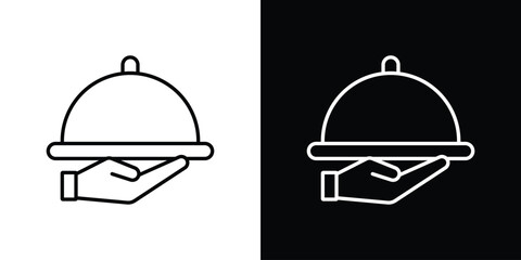 Restaurant Tray icon in black and white linear versions