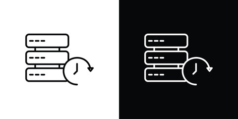 Real time data icon in black and white linear versions