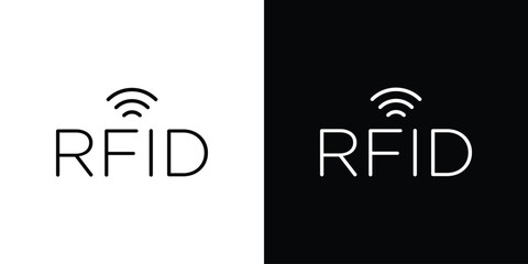 RFID icon in black and white linear versions