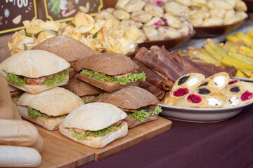 Sandwiches and other snacks on the street sale counter