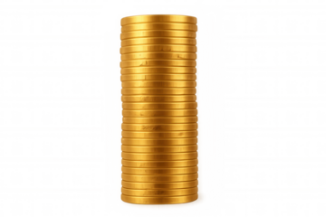 Golden coins stack, accumulating wealth, financial growth, investment, savings, and banking for future prosperity