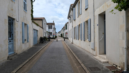 Old Stone Houses with shutters, Ars-en-Ré, Ile de Re, France. 