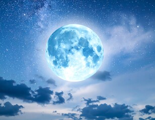 Naklejka premium Celestial moonlit sky, full moon