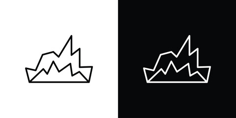 Mountain icon in black and white linear versions