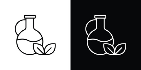 Massage oil icon in black and white linear versions