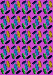 Obraz premium Colorful abstract pattern of shoes on purple background 