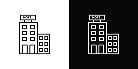 hotel icon in black and white linear versions