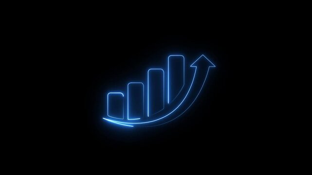 Neon business graph animation increased. Abstract neon line business graph animation. Abstract business growth and start up business concept ,growth concept royal neon line moving.
