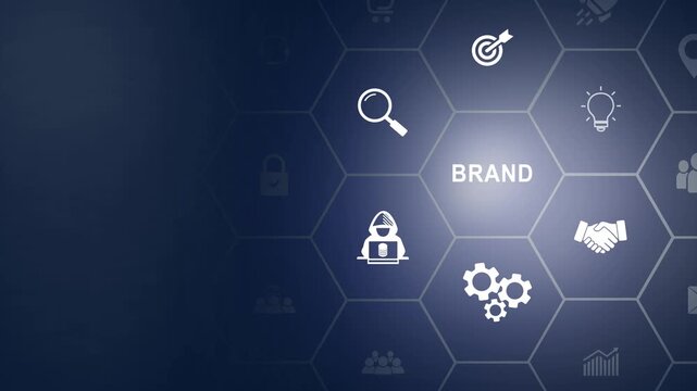 Business and branding concept. Creating, developing and maintaining a brand's identity and market reputation. Strategic planning, positioning and communication to establish a icon background animation