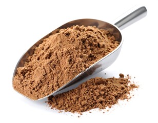 Brown powder in a metal scoop