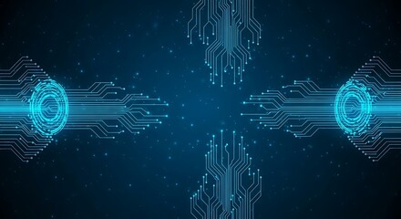 Futuristic blue digital circuit board energy flow abstract technology background