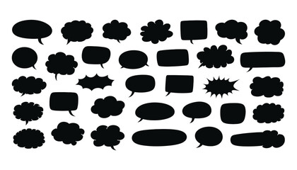 Collection of diverse hand drawn speech bubbles and thought clouds for creative communication
