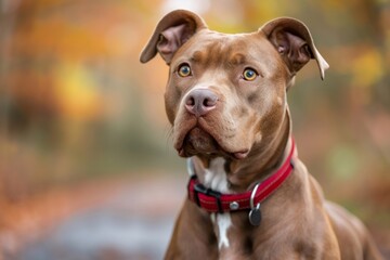 Pit bull dog pet portrait looking with attentive eyes