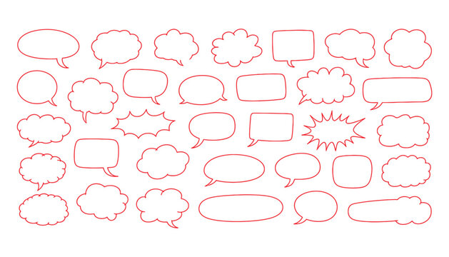 Collection of speech bubbles and thought clouds for communication and ideas diverse shapes