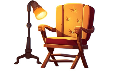 Warm, vintage-style chair and lamp