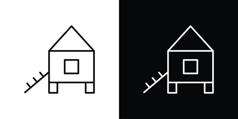 Chicken coop icon in black and white linear versions © Ranveer
