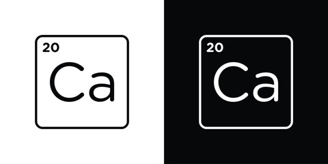 Calcium icon in black and white linear versions
