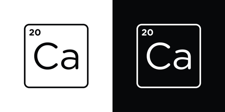 Calcium icon in black and white linear versions