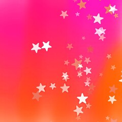 Colorful stars on vibrant pink and orange gradient background  