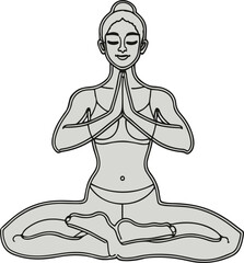 Black Bold outline with white background, Outline drawing of yoga pose “tree pose