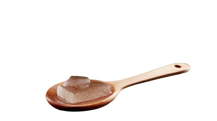 Wooden spoon holding ice cubes