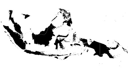 A detailed map of Indonesia's geographic boundaries, showcasing the country's diverse archipelago.