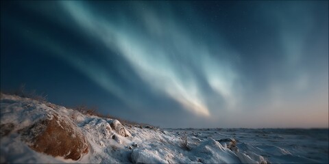 night sky with a bright aurora borealis