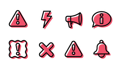 Set of warning and information icons alert symbols notification symbols and danger signs graphic elements