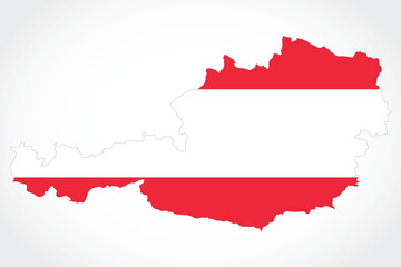 Fototapeta premium Vector graphic artwork suitable for print and web containing flat detailed map of AUSTRIA