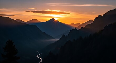 Sunrise Mountain Valley Scenic View.