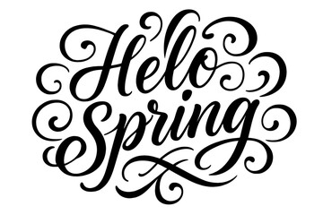Hello Spring Artistry. Hello Spring. Elegant modern calligraphy lettering with bold and saturated thick