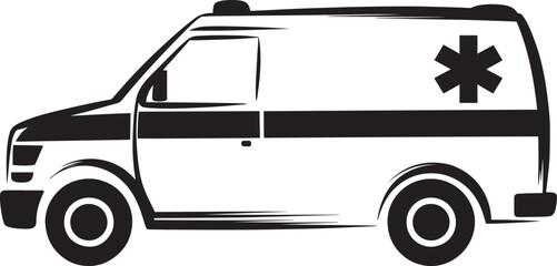 Ambulance emergency vehicle side view grunge style isolated vector illustration