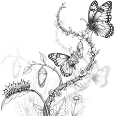 Butterfly Life Cycle Illustration.