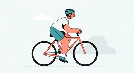 Fototapeta premium Cycling through the Day: A dynamic illustration captures the essence of cycling, a person is seen enjoying a ride on a bicycle, embodying a healthy and active lifestyle.