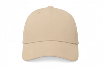 Blank beige baseball cap template, customizable headwear mockup, casual accessory for fashion and branding design