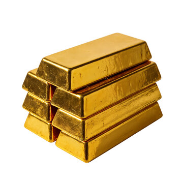 Stacked gold bars isolated on transparent background PNG