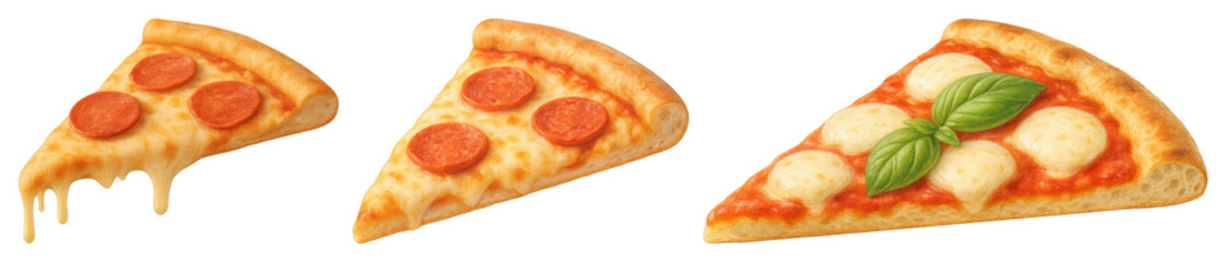 PNG Delicious pizza slices illustration, element set on transparent background