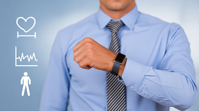 Man Checking Smartwatch Health Data