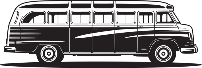 Classic passenger bus side view old city transport vintage minivan illustration © lok0077