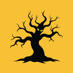 Black silhouette haunted tree