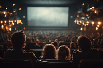 Family Watching Movie in Cinema