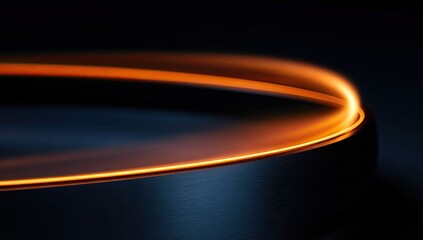 Lit arc on dark metal, curved lines