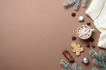 Winter flat lay background.