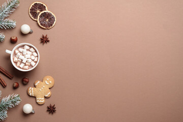 Winter flat lay background.