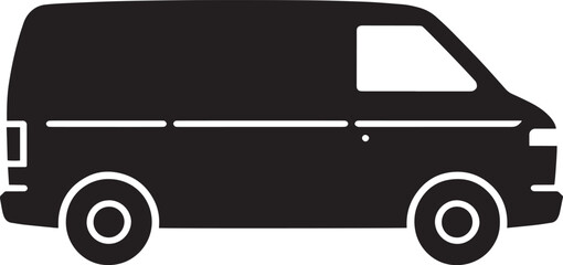 Obraz premium Delivery van side view outline silhouette isolated icon